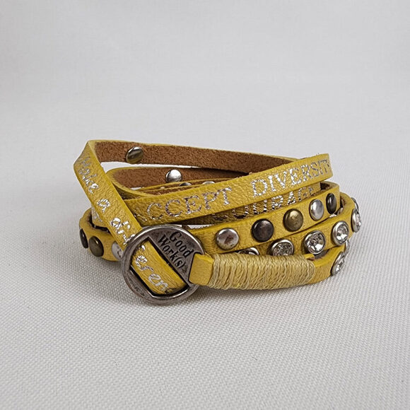 Good Works Yellow Leather Wrap Bracelet - Picture 2 of 5